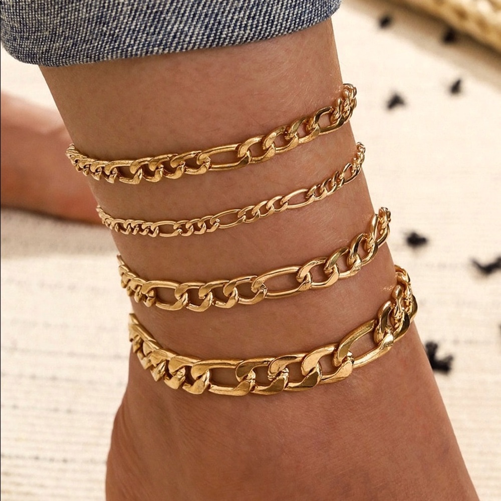 Cuban Link Anklets 4pc set